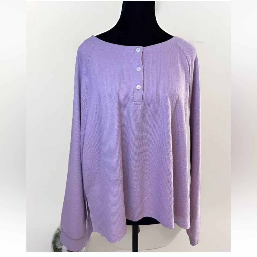 NWT Victorias Secret XXL Top Lounge Thermal Light Purple Sleep Pajamas Henley